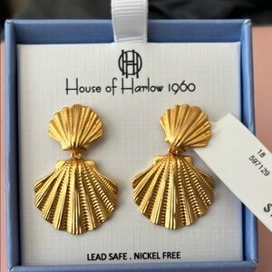 House of Harlow 1960 Gold Shell Earrings